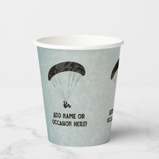 Paragliding thema Grijs Metaal Look mannenfeest Papieren Bekers (Voorkant)