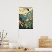  Paragliding Vliegen in het Bergen Poster (Keuken)