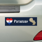 Paraguay Flag Heart + Map Bumpersticker (Op auto)