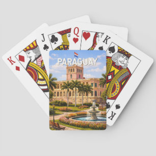 Paraguay Illustratie Reis Kunst Vintage Pokerkaarten