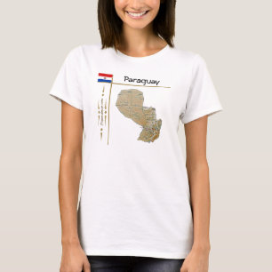 Paraguay Kaart + Vlag + Titel T-Shirt