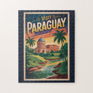 Paraguay Landschap Illustratie Reis Kunst Vintage Legpuzzel