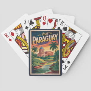 Paraguay Landschap Illustratie Reis Kunst Vintage Pokerkaarten