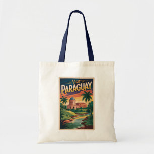 Paraguay Landschap Illustratie Reis Kunst Vintage Tote Bag
