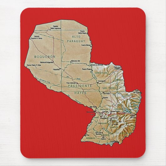 Paraguay Map Mousepad Muismat (Voorkant)