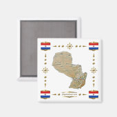 Paraguay Map + Vlaggen Magnet Magneet (Voorkant / Achterkant)