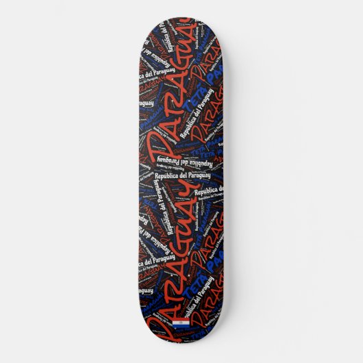 Paraguay National Pride Wordcloud Skateboard (Voorkant)