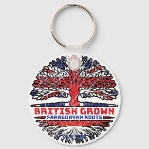 Paraguay Paraguayaans Brits VK Boomwortels Vlag Sleutelhanger
