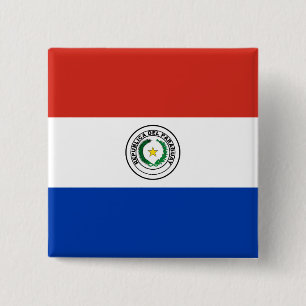 Paraguay (Paraguayaanse vlag) Vierkante Button 5,1 Cm