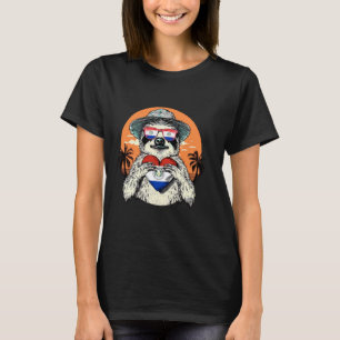 Paraguay Vlag Luiaard Hart Zomer Zonsondergang Par T-shirt