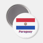 Paraguay Vlag met naam Magneet (Voorkant / Achterkant)
