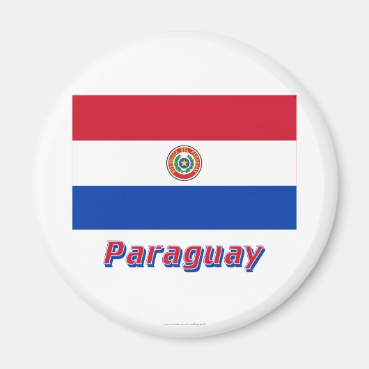 Paraguay Vlag met naam Magneet (Voorkant)