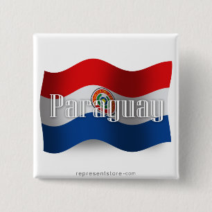 Paraguay Waving Flag Vierkante Button 5,1 Cm
