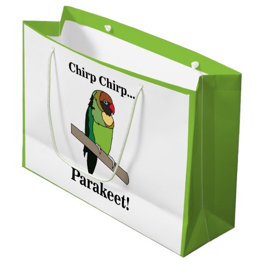 Parakeet Bird Lovers Groot Cadeauzakje (Voorkant Gekanteld)