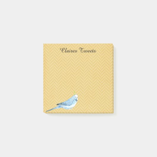 Parakeet bleu avec Casquette de fête 3"x3" Post-it (Devant)