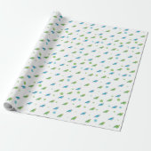 Parakeet polka dot wrapping paper cadeaupapier (Uitgerold)