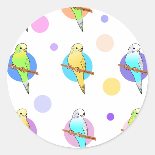 Parakeets- en poolpuntenpatroon ronde sticker (Voorkant)