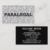 Paralegal Légal Mots Carte de visite (Devant / Derrière)