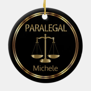 Paralegal ⚖ - zwart en goud keramisch ornament
