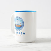 Paralia, Griekenland Grieks scheepsontwerp Tweekleurige Koffiemok (Voorkant links)
