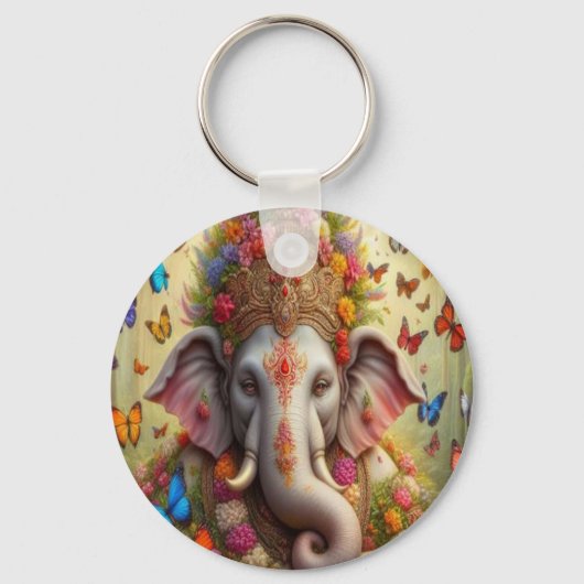 Parallel Realms Elephant and Butterflies sleutelha Sleutelhanger (Voorkant)