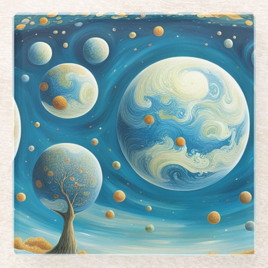 Parallelle universa glazen onderzetter (Voorkant)