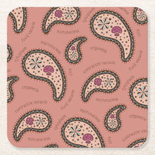Paramecia Paisley Biology Mauve Vierkante Kartonnen Onderzetter