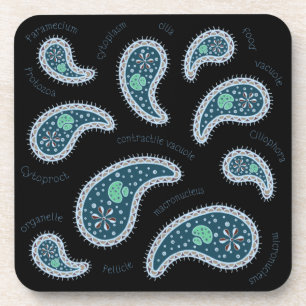 Paramecia Paisley Protozoan Biology Science Black Bier Onderzetter