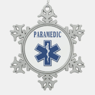 Paramedic Blue Star of Life Tin Sneeuwvlok Ornament