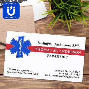 Paramedic Emergency Medical EMS EMT levensster Magnetisch Visitekaartje