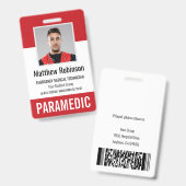 Paramedic First Responder Photo ID Security Badge (Front & Back)
