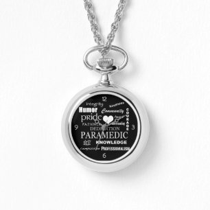 Paramedic Pride-White Heart/Text Design Horloge