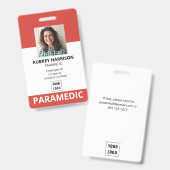 Paramedic Simple Photo ID Badge (Voor- en achterkant)