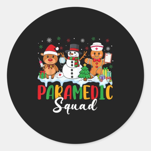 Paramedic Squad Reindeer Snowman Gingerbread Chris Ronde Sticker (Voorkant)