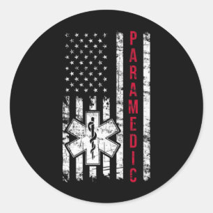 Paramedische Amerikaanse vlag Onafhankelijkheidsda Ronde Sticker
