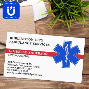 Paramedische medische ambulance Star of Life Magnetisch Visitekaartje