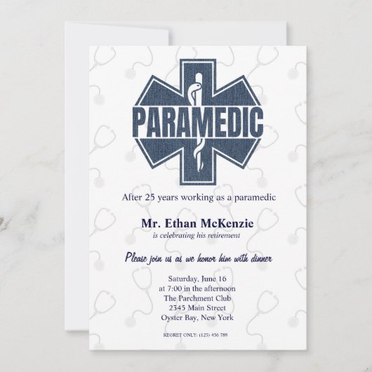 Paramedische pensionering Denim textuur Kaart (Voorkant)