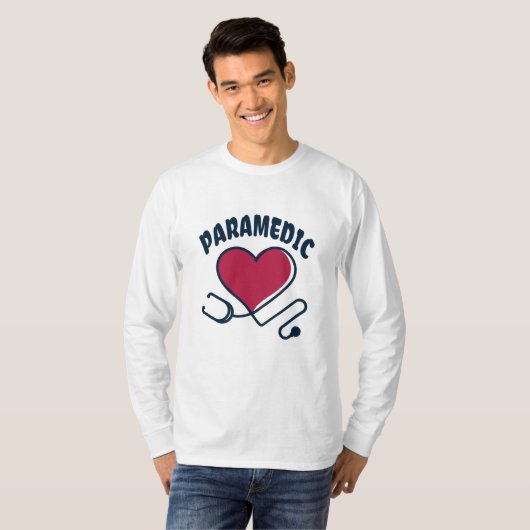 Paramedische stethoscoop met hart t-shirt (Voorkant volledig)