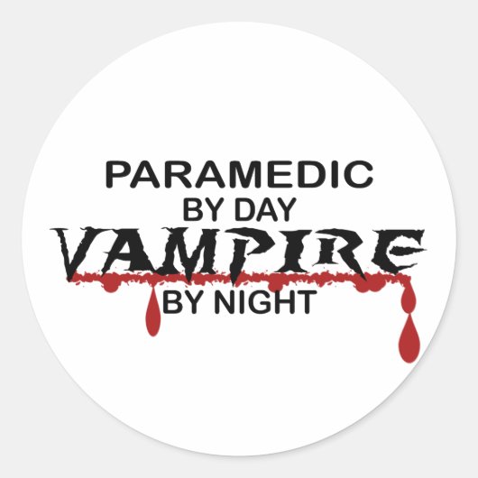 Paramedische vampier bij nacht ronde sticker (Voorkant)