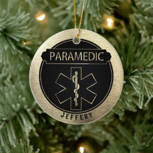 Paramedische 🚑 - zwart en goud keramisch ornament