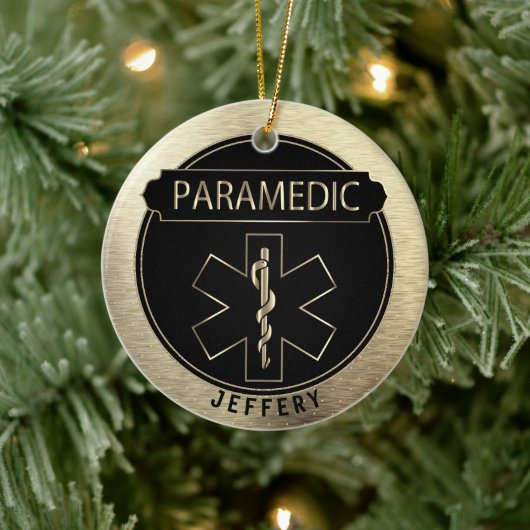 Paramedische 🚑 - zwart en goud keramisch ornament (Boom)