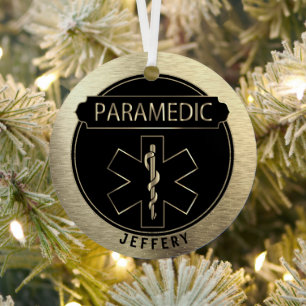 Paramedische 🚑 - zwart en goud metalen ornament