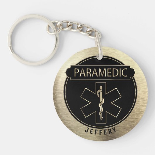 Paramedische 🚑 - zwart en goud sleutelhanger (Voorkant)