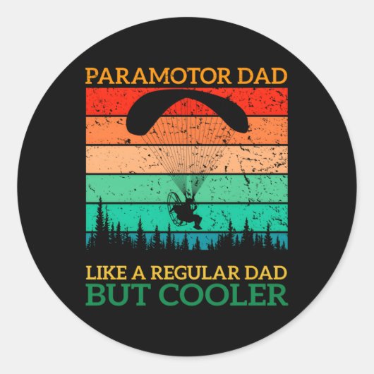 Paramotor Dad Paramotor Aangedreven Paraglider Par Ronde Sticker (Voorkant)