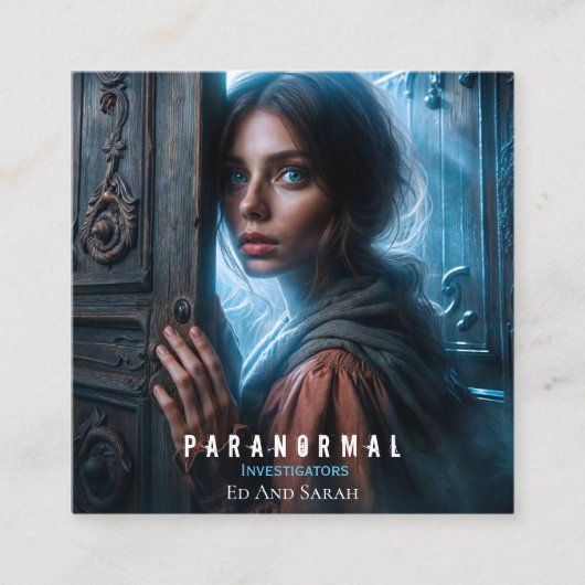 Paranormaal onderzoeker die het spookt vierkante visitekaartje (Voorkant)