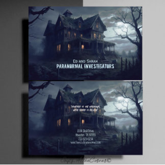 Paranormaal onderzoeker Griezelig spookhuis Visitekaartje