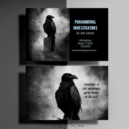 Paranormale onderzoeker Creepy Raven Visitekaartje
