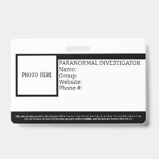 Paranormale Onderzoeker ID Badge
