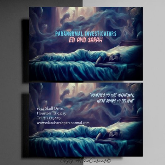 Paranormale onderzoeker nachtmerrie visitekaartje