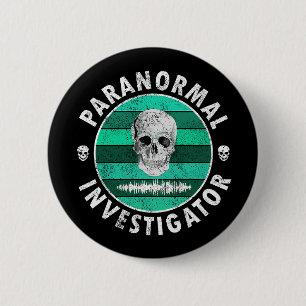Paranormale onderzoeksschedel ronde button 5,7 cm